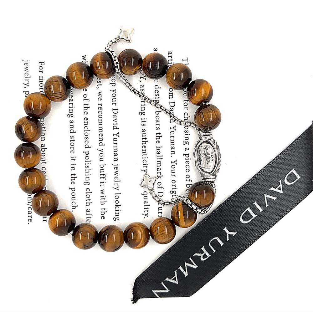 David Yurman 8 mm Spiritual Beads Bracelet
Tiger Eye Silver Adjustable New
